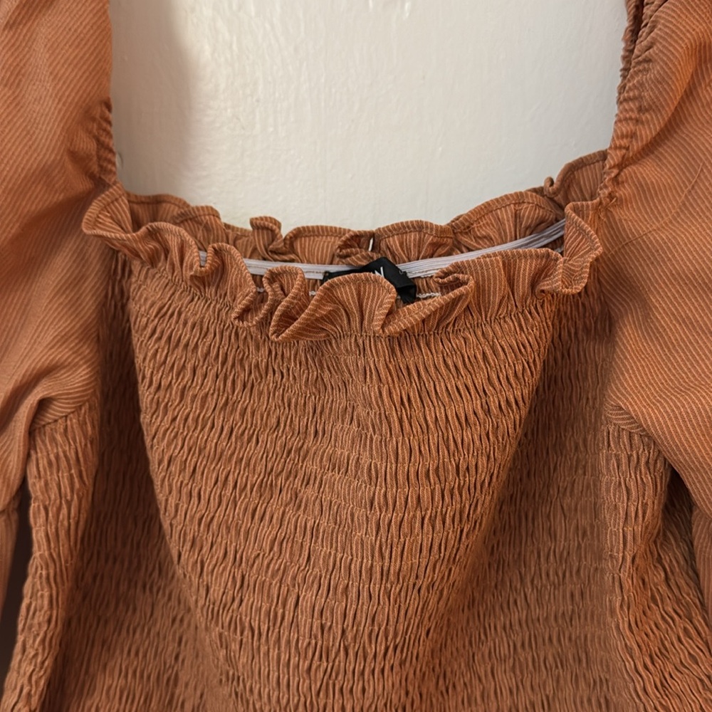 Shein Yoked Long Pirate Sleeve Ruffled Off Shoulder Crop Top #5161370 Sz M - Picture 8 of 11